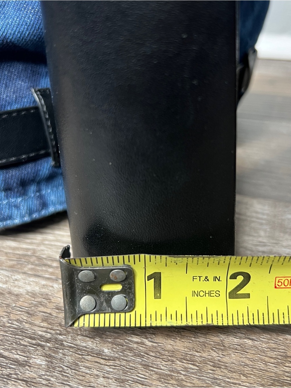 Women's Knee-High Fold-Over Denim Gaiter sleeve Black Platform Boots Size 10 - Picture 14 of 16